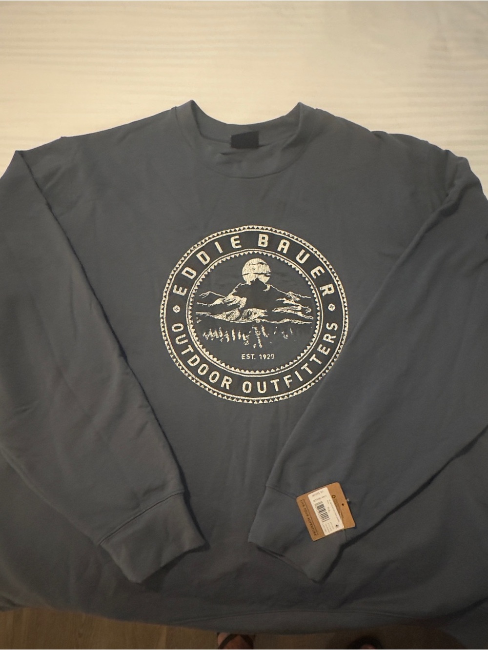 Eddie Bauer Men's Slate Blue Crewneck with Nature Emblem 2XLT